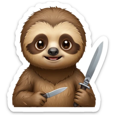 Cute little sloth holding a knife but looking evil sticker