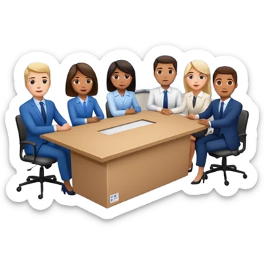 saying goodbye a group of coworkers in meeting room in long rectangular table sticker