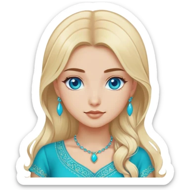 Turkish beautiful finish Konya girl blue eyes and blonde hair and turquoise dress sticker