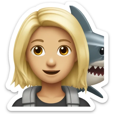 Shark with a blonde girl on the back sticker