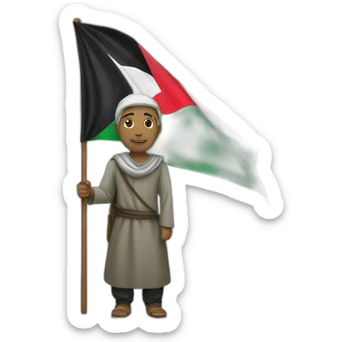 Muslim holding Palestine flag sticker