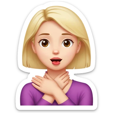 girl with hands crossed around neck and tongue out and looking up  sticker