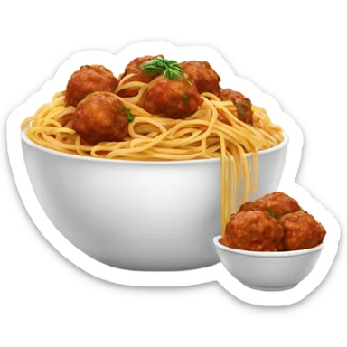 spaghetti with meatballs in a bowl sticker