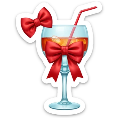 Red bow with a cup of drink sticker