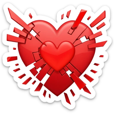 Heart glitching, pixel shards flying off sticker