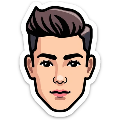 young man face, modern haircut sticker