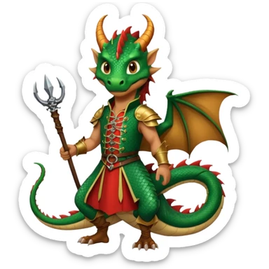a dragon tamer with a whip in his hand in medieval time with a dragon next to him sticker