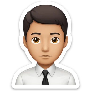 asian man in white shirt with black tie WITHOUT a blazer sticker