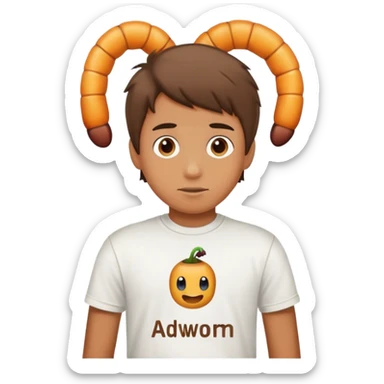 Boy t-shirt with text 'adworm' sticker