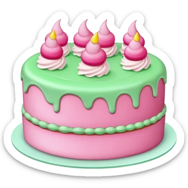 Pink cake with green cream sticker
