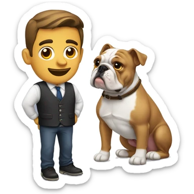 Hombre con bulldog francés  sticker