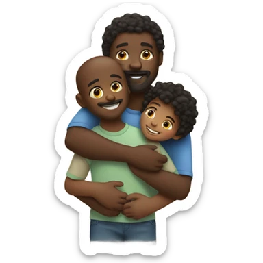 Black father hugging his children sticker