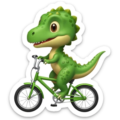 Baby dinosaur riding a bike  sticker