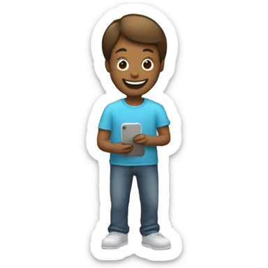 happy person with a smartphone showing charts sticker