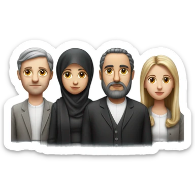 mom, dad, son and daughter of orthodox jews photorealistic serious sticker
