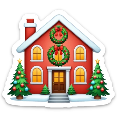 house decorated for christmas sticker