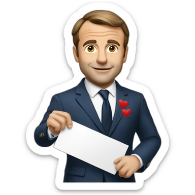 Macron-avec-une-pancarte-"love-brigitte"" sticker