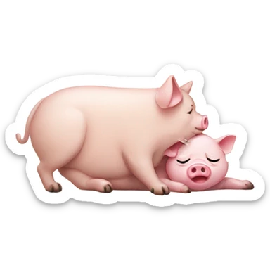 cat massaging pig sticker