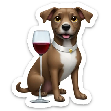 dog getting married having a drink of wine sticker