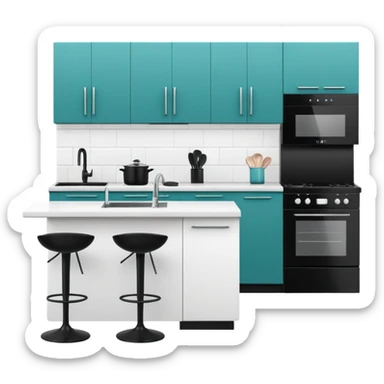 mono chrome kitchen  #005a51 sticker