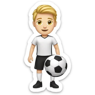 white kid with a soccer ball in his feet sticker