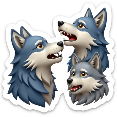 Wolf pack howling in different directions  sticker