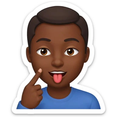 Emoji coquin avec le doigt dans le coin de la bouche 😏 avec ce regard là et cette tête qui se mord le doigt le visage plus coquin 😈  sticker