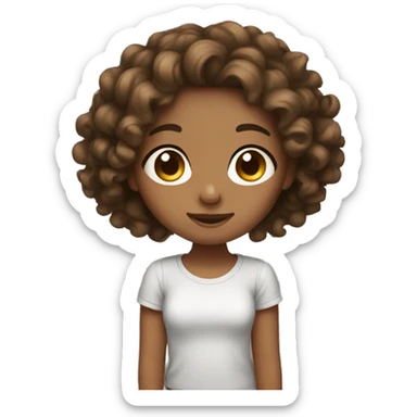 Cute girl with curly brown hair sticker