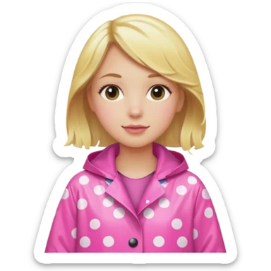 Blonde girl in a pink polka dot raincoat sticker
