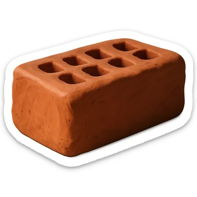 a single clay brick, realistic claymation style sticker