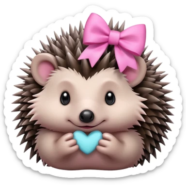 hedgehog with a pink bow sticker