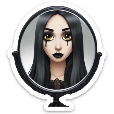 Hyper Realistic Goth victoria secret model looking into a handheld mirror  sticker