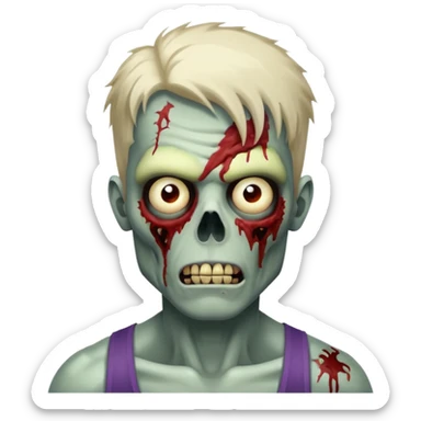 zombie with workout man hair  sticker