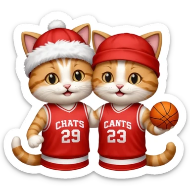 2 cats who just won a basketball game sticker