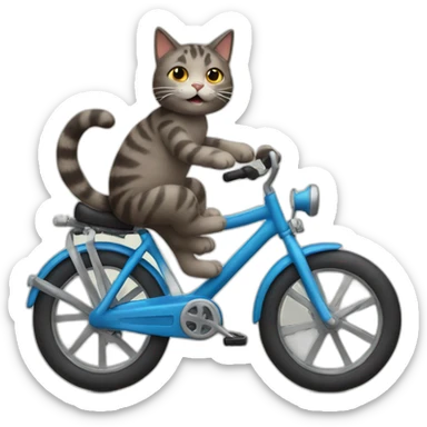 A cat riding a bike sticker