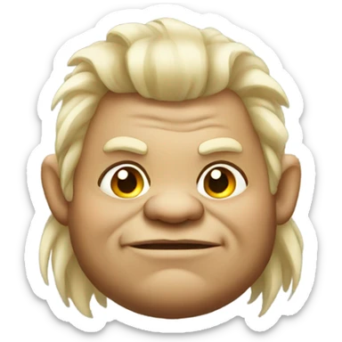 Fat troll with blomde highlights  sticker