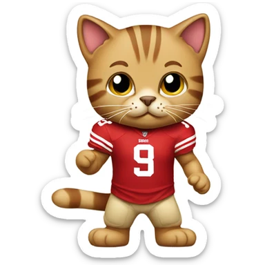 Cat wearing 49ers Jersey  sticker