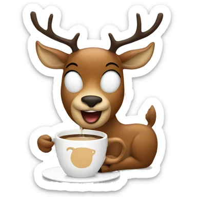 Deer drinking coffee sticker