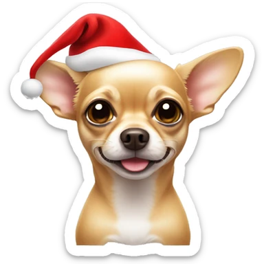 Tan chihuahua with Santa hat sticker