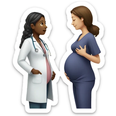 pregnant woman talking to a doctor sticker