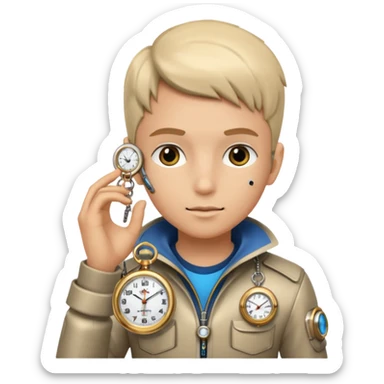 future Explorer with futuristic pocket watch sticker