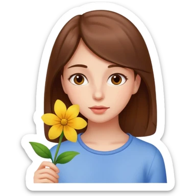 brown haired girl who smells sticker