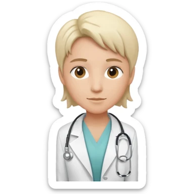 androgynous medium tone skin physician, NO stethoscope around neck sticker