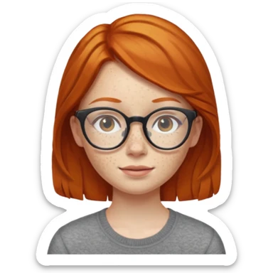 make a ginger girl with freckles and glasess sticker
