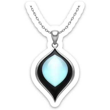 ethereal onyx pendant suspended midair, shimmering silver chain invisible, glowing faintly sticker