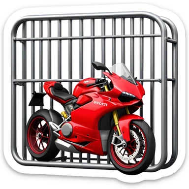 red ducati v4s behind bars in jail sticker