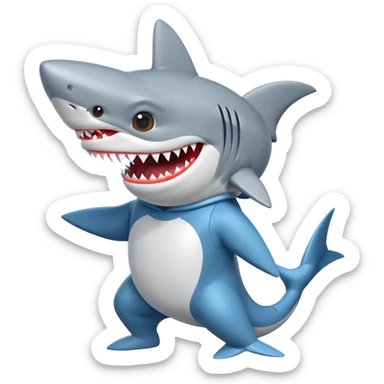 Bad Bunny wearing a shark costume emoji sticker