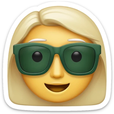 white frame, dark green lenses, rectangular sunglasses, emoji style sticker