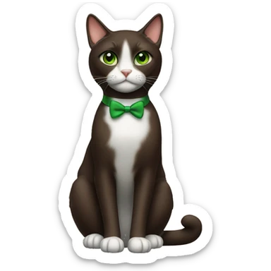 Brown tuxedo cat with green eyes sticker