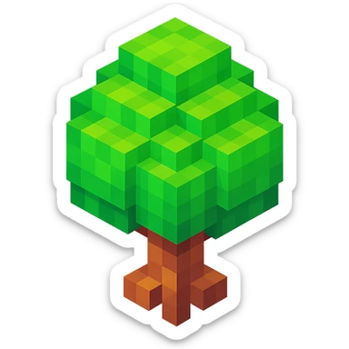 voxel style tree, isometric view sticker